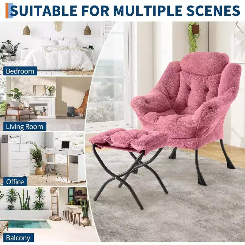 Set da 2 Poltrone Lounge Acekool con Ottomano - Poltrona Relax Moderna con Tasca Laterale, Schienale e Poggiapiedi di Supporto