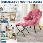 Set da 2 Poltrone Lounge Acekool con Ottomano - Poltrona Relax Moderna con Tasca Laterale, Schienale e Poggiapiedi di Supporto