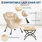 Set da 2 Poltrone Lounge Acekool con Ottomano - Poltrona Relax Moderna con Tasca Laterale, Schienale e Poggiapiedi di Supporto