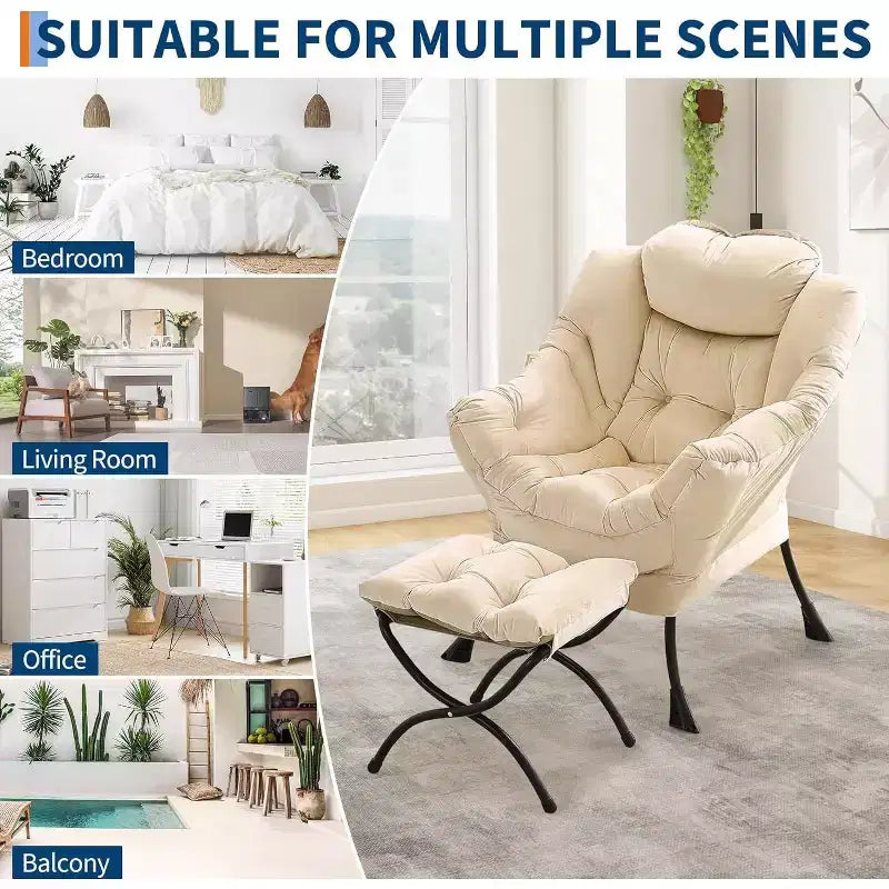 Set da 2 Poltrone Lounge Acekool con Ottomano - Poltrona Relax Moderna con Tasca Laterale, Schienale e Poggiapiedi di Supporto