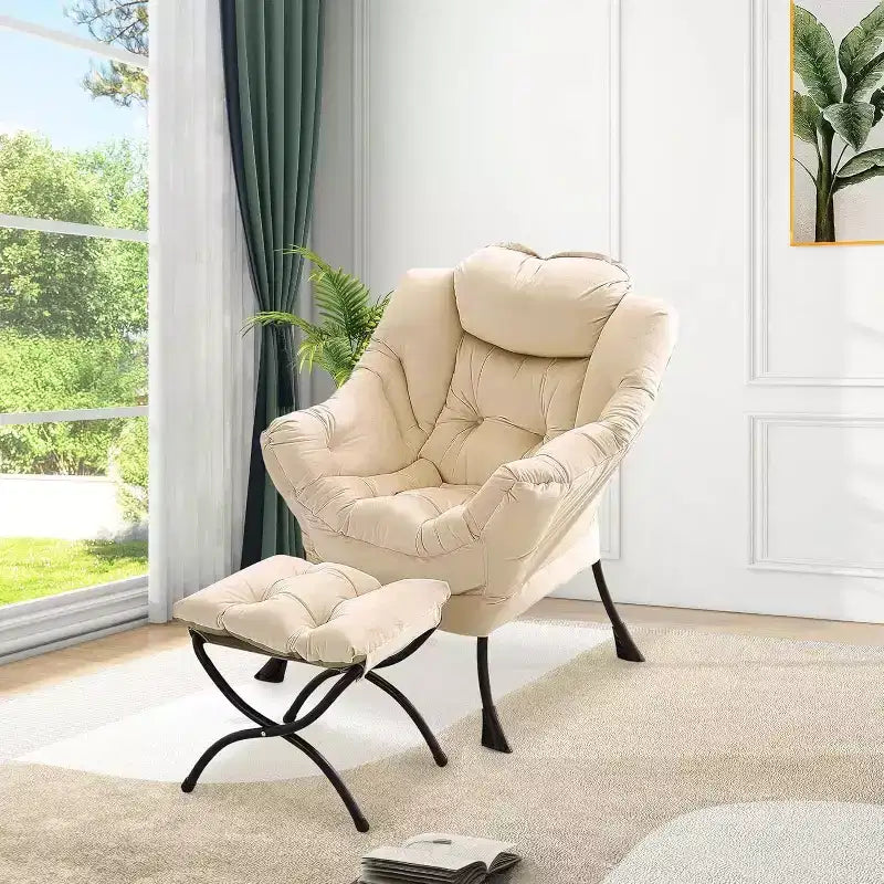 Set da 2 Poltrone Lounge Acekool con Ottomano - Poltrona Relax Moderna con Tasca Laterale, Schienale e Poggiapiedi di Supporto