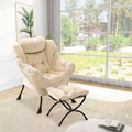 Acekool 2-Piece Lounge Chair Set with Ottoman - Modern Relaxation Armchair with Side Pocket, Supportive Backrest & Footrest