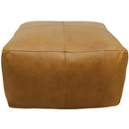 HomeRoots Pouf/Ottoman 22" in Vera Pelle Marrone