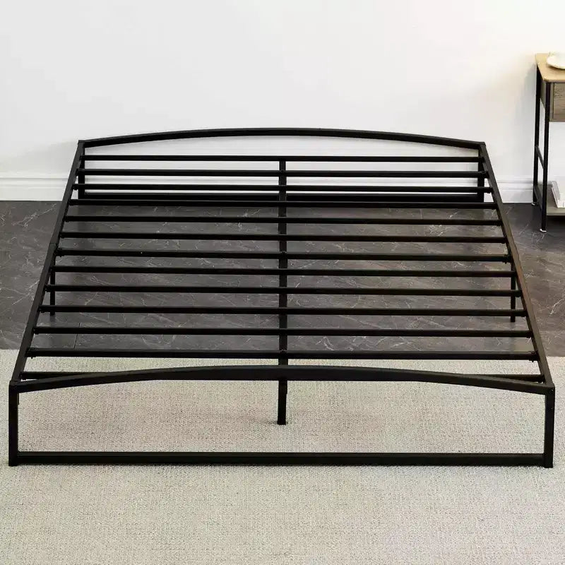 Telaio Letto Basso, Telaio Letto a Piattaforma in Metallo Misura California King da 6 Pollici con Design ad Arco, Telaio Letto Robusto, Nessuna Rete a Molle Necessaria, Nero