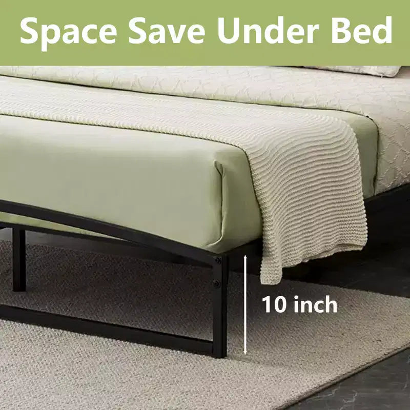 Telaio Letto Basso, Telaio Letto a Piattaforma in Metallo Misura California King da 6 Pollici con Design ad Arco, Telaio Letto Robusto, Nessuna Rete a Molle Necessaria, Nero