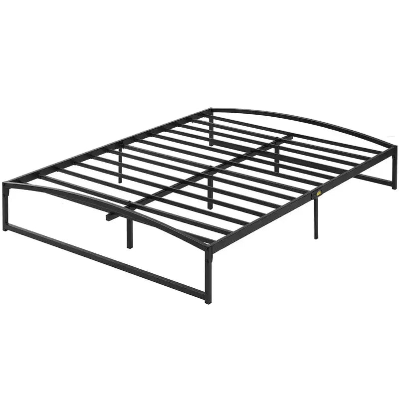 Telaio Letto Basso, Telaio Letto a Piattaforma in Metallo Misura California King da 6 Pollici con Design ad Arco, Telaio Letto Robusto, Nessuna Rete a Molle Necessaria, Nero
