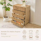 Cassettiera in legno, cassettiera a 5 cassetti con pannello scanalato Waveform, cassettiere moderne per vestiti, per soggiorno, camera da letto per bambini