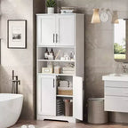 Dispensa da Cucina, Armadio a 4 Ante con Supporto per Microonde e Cassetto, Ripiano Regolabile, Grigio