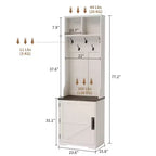 Garvee Farmhouse Appendiabiti da Ingresso 3-in-1 con Scarpiera e 6 Ganci, Panca da Ingresso con Contenitore e Ganci, Appendiabiti da Terra per Ingresso Camera da Letto