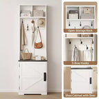 Garvee Farmhouse Appendiabiti da Ingresso 3-in-1 con Scarpiera e 6 Ganci, Panca da Ingresso con Contenitore e Ganci, Appendiabiti da Terra per Ingresso Camera da Letto