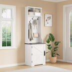 Garvee Farmhouse Appendiabiti da Ingresso 3-in-1 con Scarpiera e 6 Ganci, Panca da Ingresso con Contenitore e Ganci, Appendiabiti da Terra per Ingresso Camera da Letto