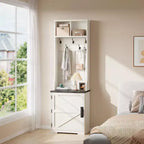 Garvee Farmhouse Appendiabiti da Ingresso 3-in-1 con Scarpiera e 6 Ganci, Panca da Ingresso con Contenitore e Ganci, Appendiabiti da Terra per Ingresso Camera da Letto