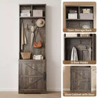 Garvee Farmhouse Appendiabiti da Ingresso 3-in-1 con Scarpiera e 6 Ganci, Panca da Ingresso con Contenitore e Ganci, Appendiabiti da Terra per Ingresso Camera da Letto