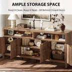 65.8 Credenza a Buffe Scanalata, Mobile Contenitore a 4 Ante per Sala da Pranzo/Soggiorno