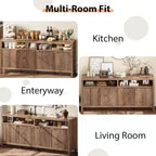 65.8 Credenza a Buffe Scanalata, Mobile Contenitore a 4 Ante per Sala da Pranzo/Soggiorno