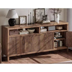 65.8 Credenza a Buffe Scanalata, Mobile Contenitore a 4 Ante per Sala da Pranzo/Soggiorno