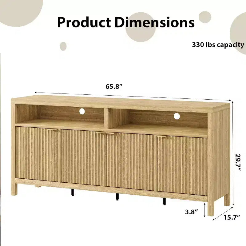 65.8 Credenza a Buffe Scanalata, Mobile Contenitore a 4 Ante per Sala da Pranzo/Soggiorno
