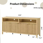 65.8 Credenza a Buffe Scanalata, Mobile Contenitore a 4 Ante per Sala da Pranzo/Soggiorno