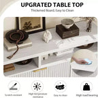 65.8 Credenza a Buffe Scanalata, Mobile Contenitore a 4 Ante per Sala da Pranzo/Soggiorno
