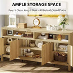 65.8 Credenza a Buffe Scanalata, Mobile Contenitore a 4 Ante per Sala da Pranzo/Soggiorno