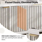 65.8 Credenza a Buffe Scanalata, Mobile Contenitore a 4 Ante per Sala da Pranzo/Soggiorno