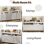 65.8 Credenza a Buffe Scanalata, Mobile Contenitore a 4 Ante per Sala da Pranzo/Soggiorno