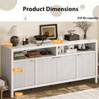 65.8 Credenza a Buffe Scanalata, Mobile Contenitore a 4 Ante per Sala da Pranzo/Soggiorno