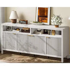 65.8 Credenza a Buffe Scanalata, Mobile Contenitore a 4 Ante per Sala da Pranzo/Soggiorno
