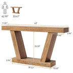 Tavolo Consolle da Divano, Tavolino Stretto in Stile Rustico a 2 Livelli Dietro il Divano, Extra-Lungo, Tavolo d'Appoggio per Ingresso, Foyer, Salotto