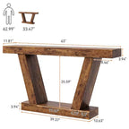 Tavolo Consolle da Divano, Tavolino Stretto in Stile Rustico a 2 Livelli Dietro il Divano, Extra-Lungo, Tavolo d'Appoggio per Ingresso, Foyer, Salotto