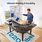 Scrivania in piedi a L HUANUO 63 con doppio motore, regolabile elettricamente in altezza, prese di corrente integrate, scrivania sit-stand, nero