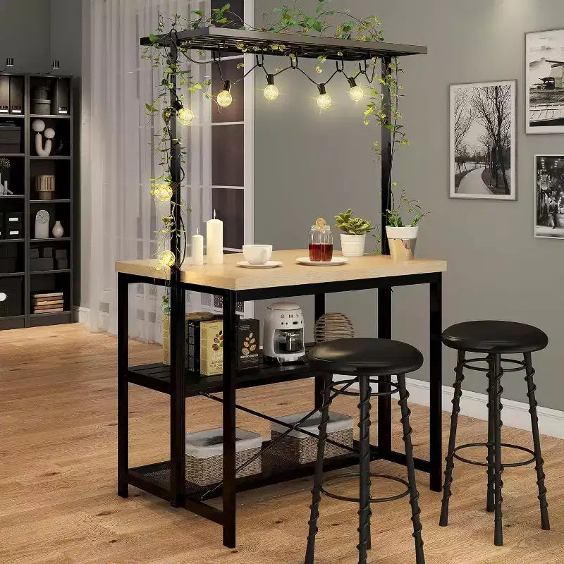 Isola da Cucina da 42" - Mobile per Microonde e Scaffale per Panettiere con Scaffali a 3 Livelli, 5 Ganci e Piano Rimovibile (Naturale)