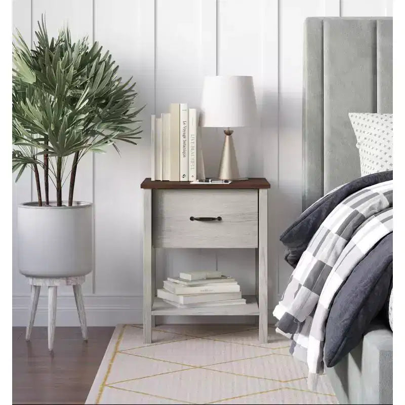 Comodino Home Design Sana, rovere bianco