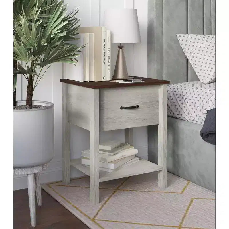 Comodino Home Design Sana, rovere bianco