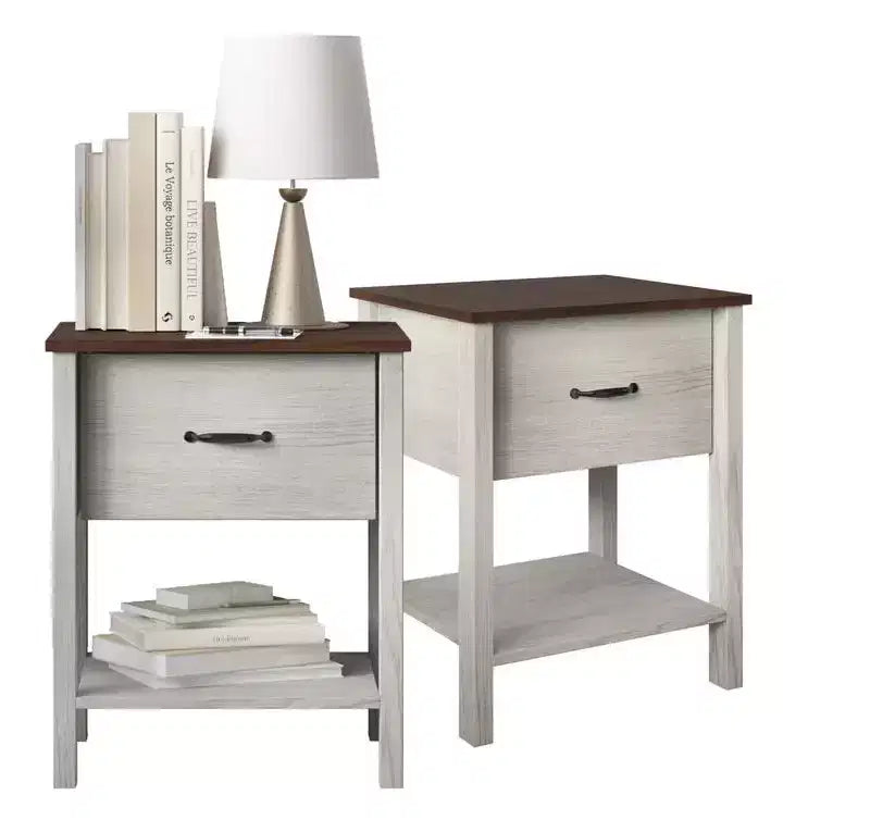 Comodino Home Design Sana, rovere bianco