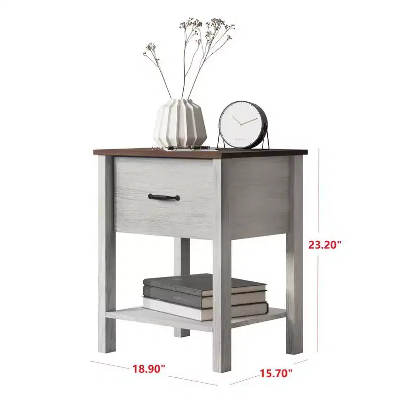Comodino Home Design Sana, rovere bianco