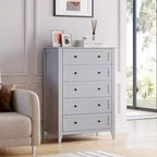 Comò a 5 cassetti GustoWave, organizer in legno con cassetti per camera da letto, soggiorno, ingresso, grigio