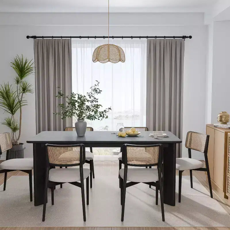 PexFix 67 x 33.5 Tavolo da pranzo in legno massello nero stile rustico, piano quadrato in legno per sale da pranzo moderne e riunioni di famiglia