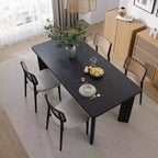 PexFix 67 x 33.5 Tavolo da pranzo in legno massello nero stile rustico, piano quadrato in legno per sale da pranzo moderne e riunioni di famiglia