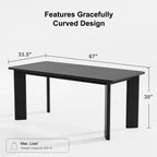PexFix 67 x 33.5 Tavolo da pranzo in legno massello nero stile rustico, piano quadrato in legno per sale da pranzo moderne e riunioni di famiglia