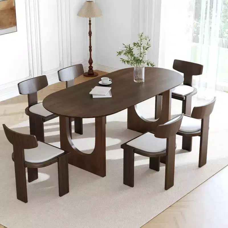 PexFix 67 x 33.5 Tavolo da pranzo in legno massello di noce Tavoli da cucina ovali con gambe ad arco Moderno per sala da pranzo
