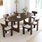 PexFix 67 x 33.5 Tavolo da pranzo in legno massello di noce Tavoli da cucina ovali con gambe ad arco Moderno per sala da pranzo
