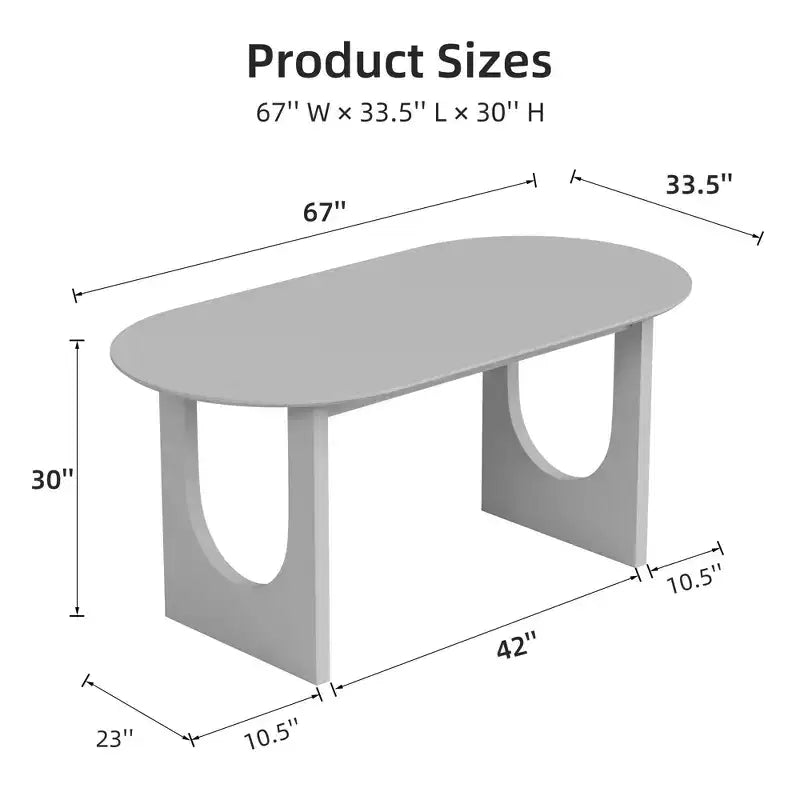 PexFix 67 x 33.5 Tavolo da pranzo in legno massello di noce Tavoli da cucina ovali con gambe ad arco Moderno per sala da pranzo