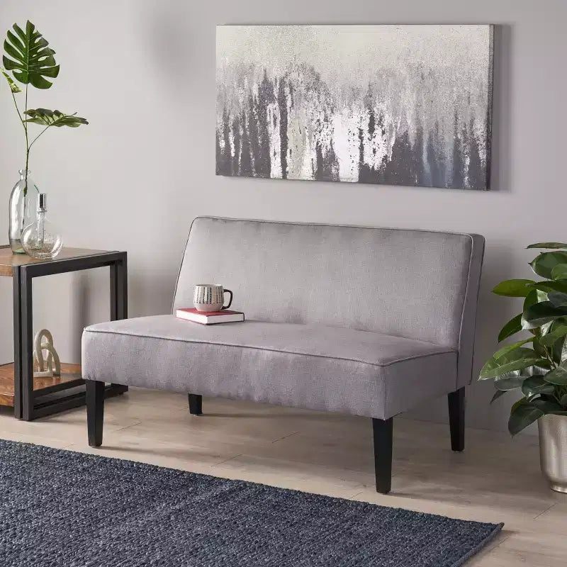 GDFStudio Gravina Divanetto Imbottito Contemporaneo Senza Braccioli con Gambe in Legno di Betulla