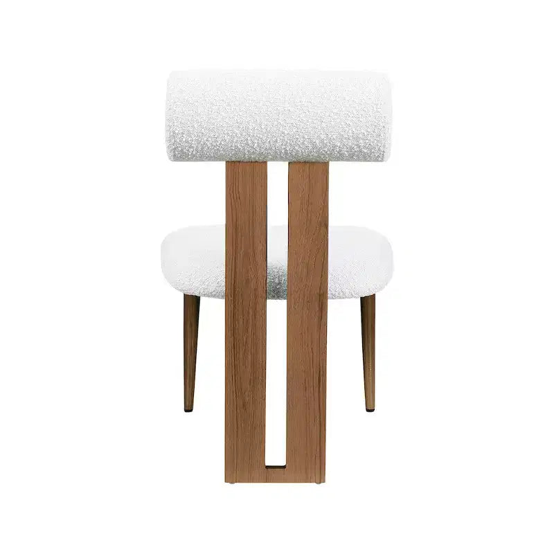 Meridian Furniture, Sedia da Pranzo Dario in Tessuto Bouclé Crema, Set da 2