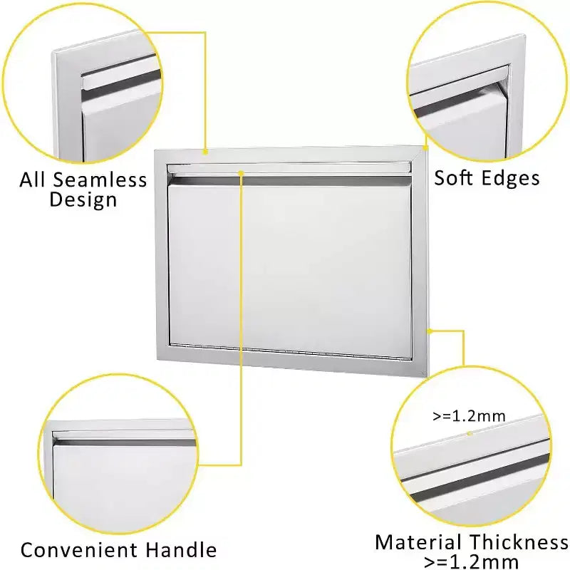 Anta di accesso per barbecue in acciaio inox spazzolato, ante per mobili da cucina da esterno, ante durevoli e resistenti alle intemperie per isole barbecue, adatte per esterni