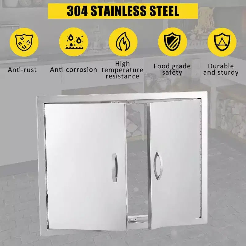 Anta di accesso per barbecue in acciaio inox spazzolato, ante per mobili da cucina da esterno, ante durevoli e resistenti alle intemperie per isole barbecue, adatte per esterni