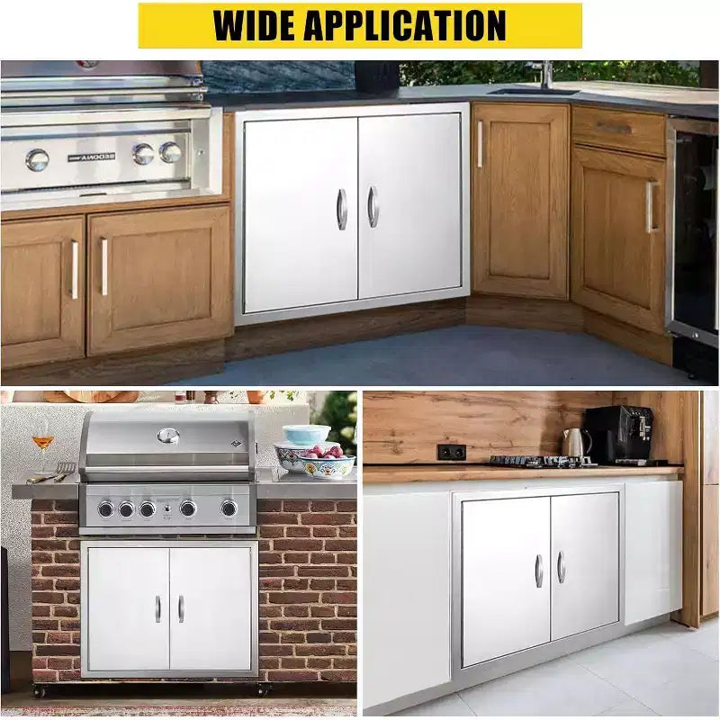 Anta di accesso per barbecue in acciaio inox spazzolato, ante per mobili da cucina da esterno, ante durevoli e resistenti alle intemperie per isole barbecue, adatte per esterni