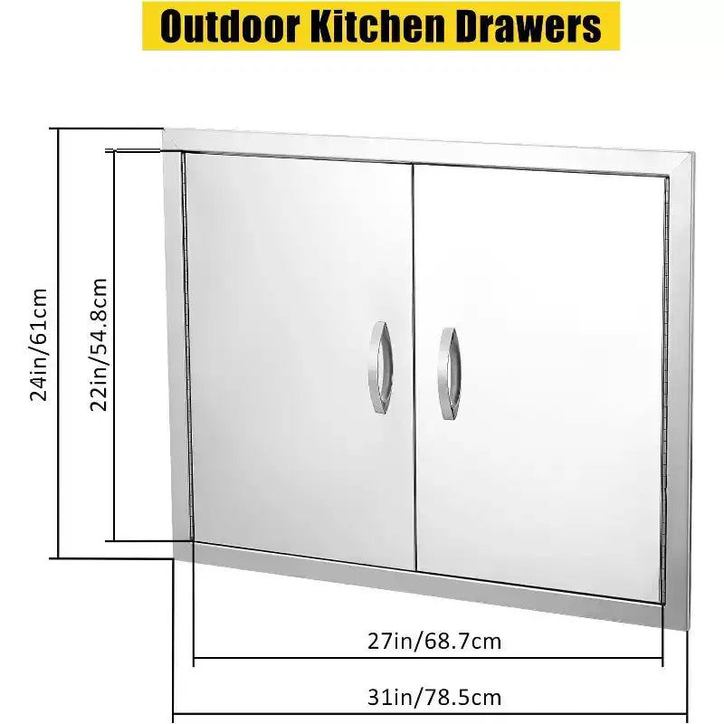 Anta di accesso per barbecue in acciaio inox spazzolato, ante per mobili da cucina da esterno, ante durevoli e resistenti alle intemperie per isole barbecue, adatte per esterni