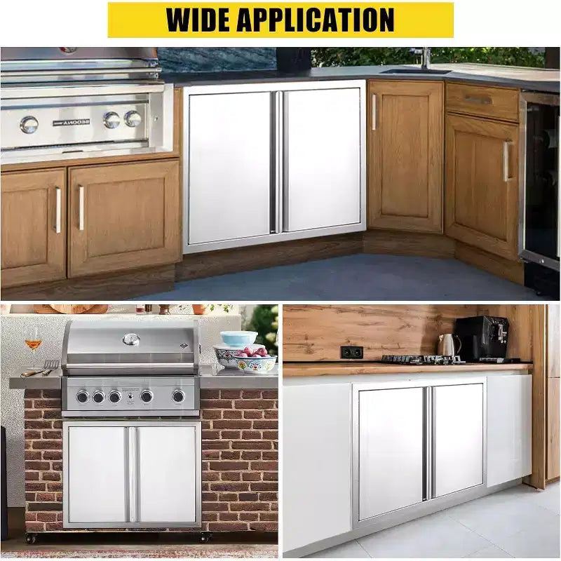 Anta di accesso per barbecue in acciaio inox spazzolato, ante per mobili da cucina da esterno, ante durevoli e resistenti alle intemperie per isole barbecue, adatte per esterni